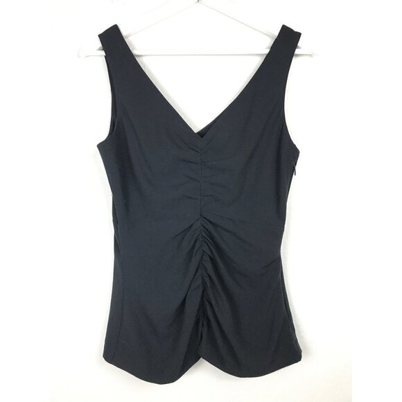 Theory Black Sleeveless Ruched Front Top Size Petite - Picture 1 of 5